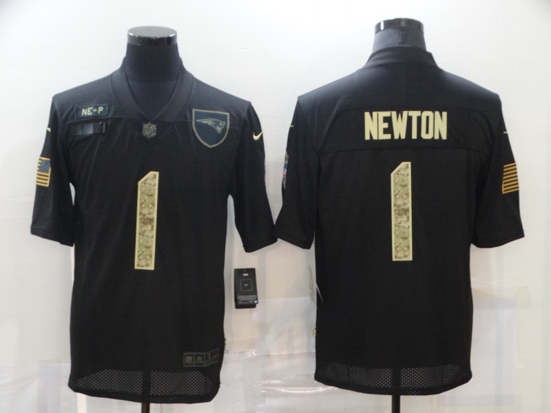 Men's New England Patriots Cam Newton #1 Black Jersey